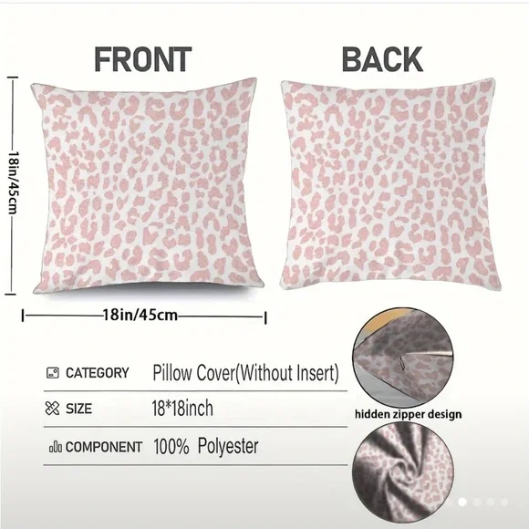 2 Pack Pink Leopard Print Accent Pillow Covers Only (Please see all pictures) - Picture 2 of 9